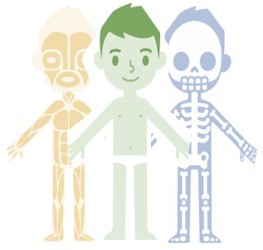 children cartoon character with skeleton